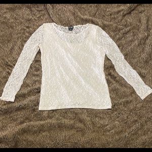 Lord & Taylor cream lace blouse